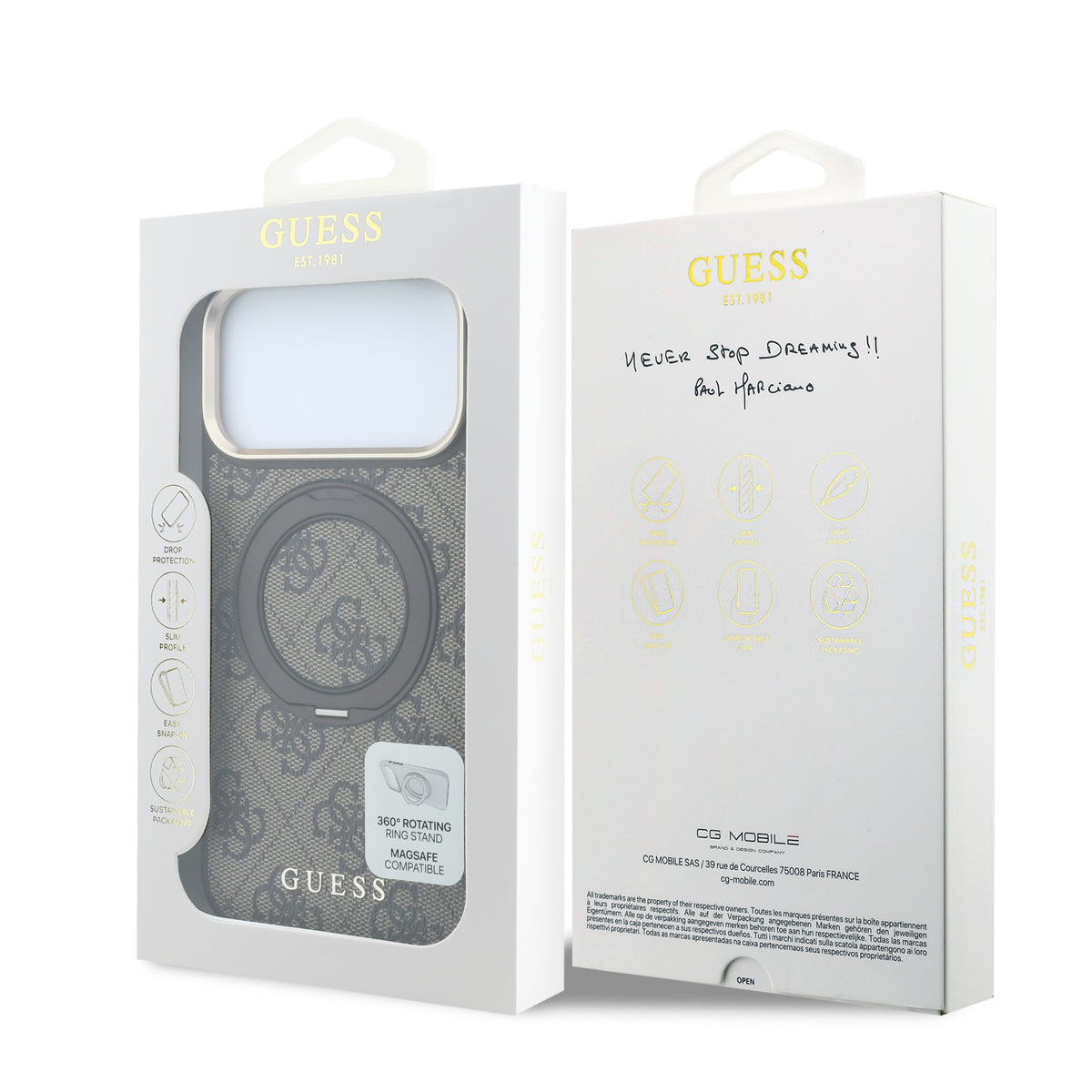 Funda Guess Original iPhone 18 Pro Soporte Café