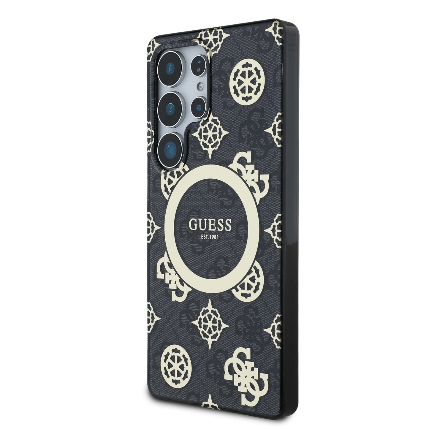 Case Guess Peony Logo Clásico Samsung S25 Ultra Negro | Estilo y Protección de Lujo