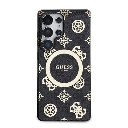 Case Guess Peony Logo Clásico Samsung S25 Ultra Negro | Estilo y Protección de Lujo