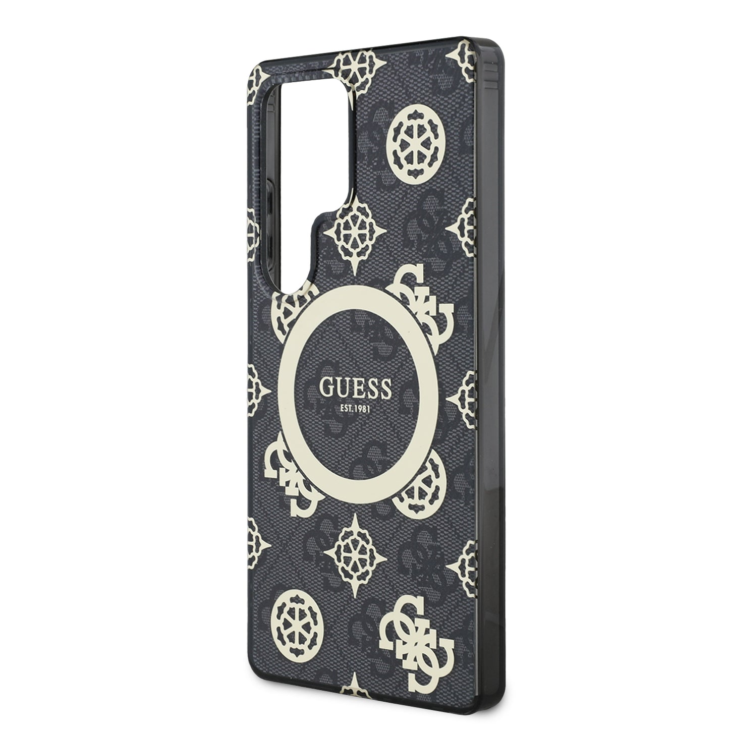 Case Guess Peony Logo Clásico Samsung S25 Ultra Negro | Estilo y Protección de Lujo