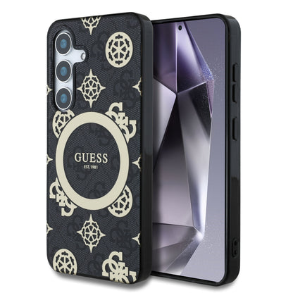 Case Guess Peony Logo Clásico Samsung S25 Negro | Estilo y Protección de Lujo