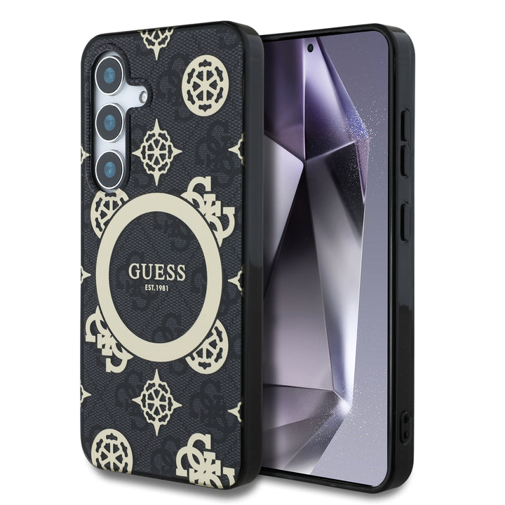 Funda Guess Peony Logo Clásico Samsung S25 Negro