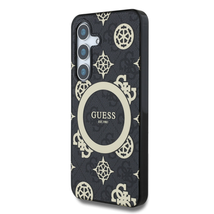 Funda Guess Peony Logo Clásico Samsung S25 Negro