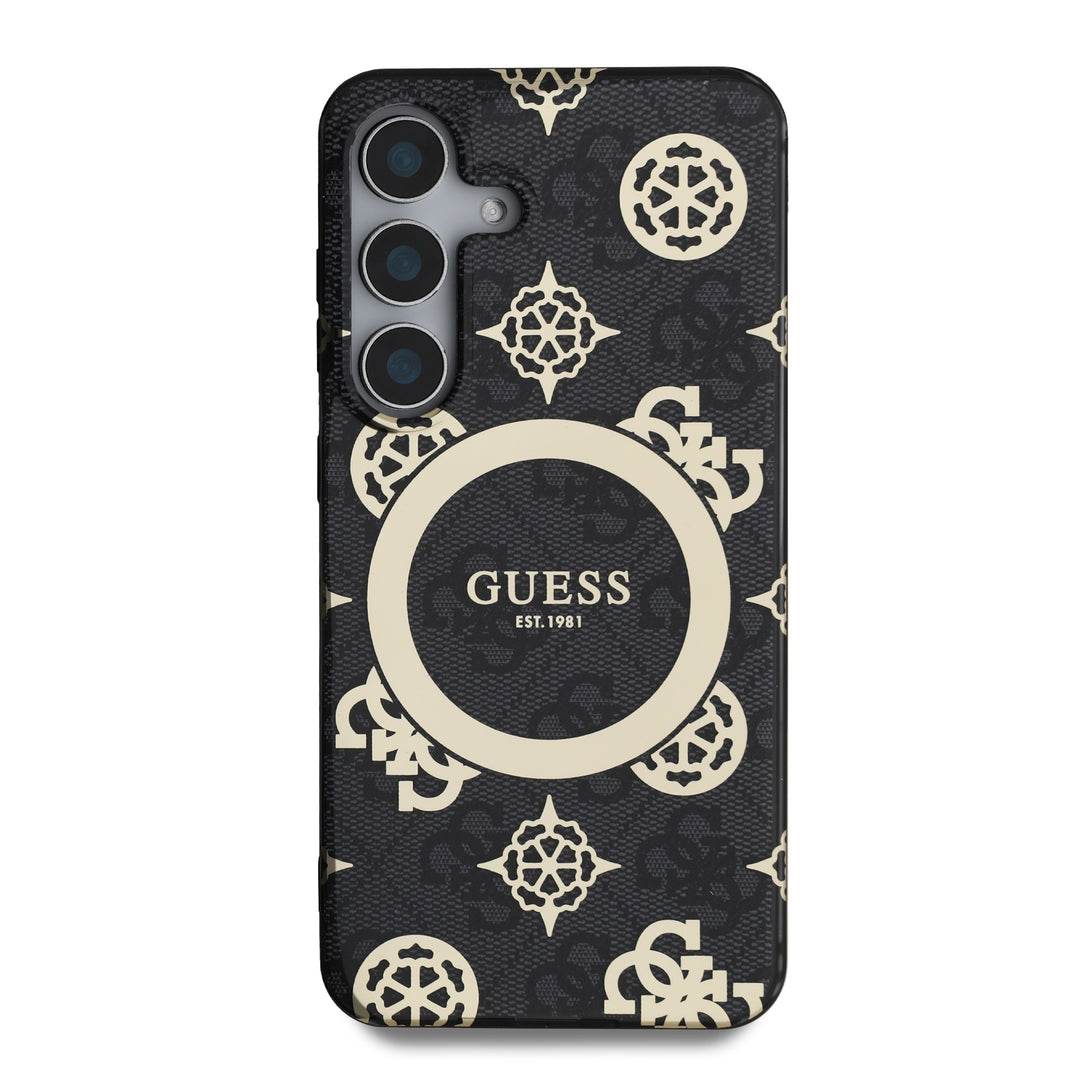 Funda Guess Peony Logo Clásico Samsung S25 Negro