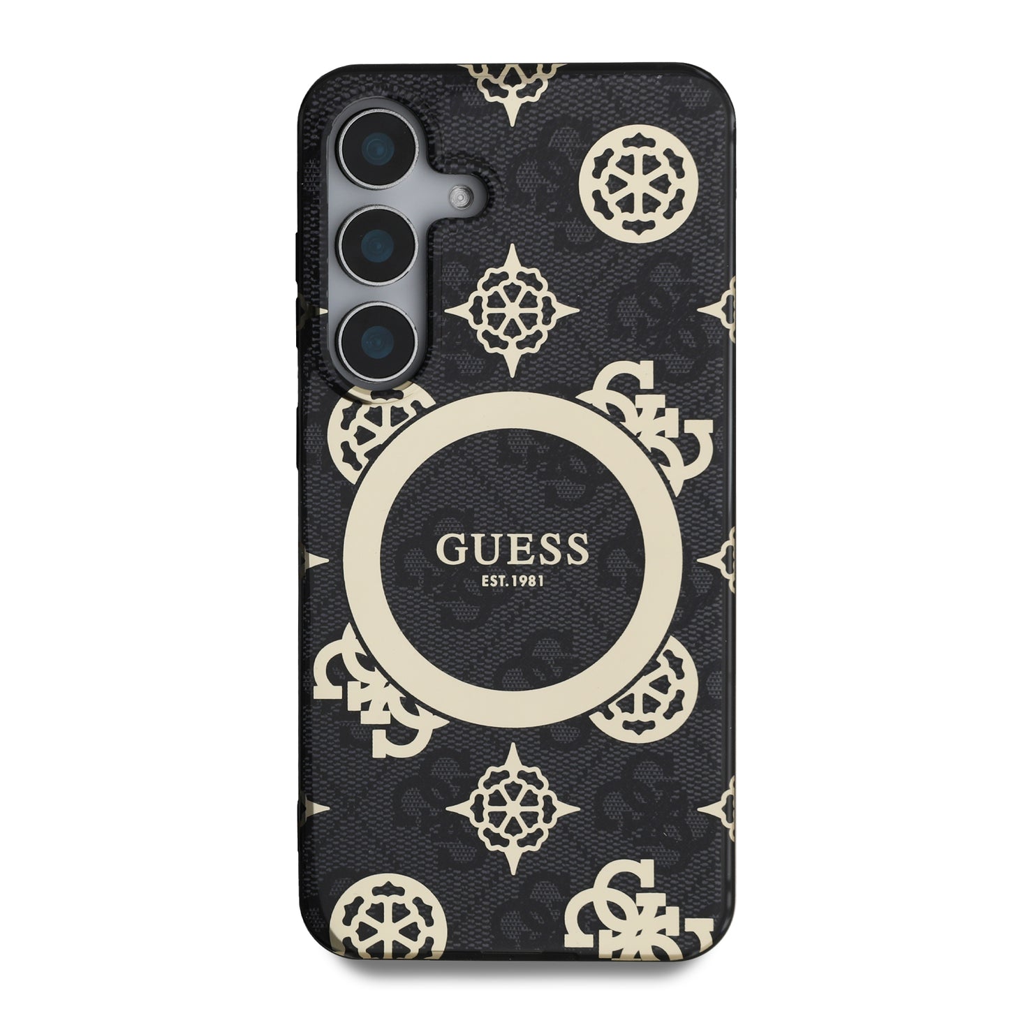 Case Guess Peony Logo Clásico Samsung S25 Negro | Estilo y Protección de Lujo