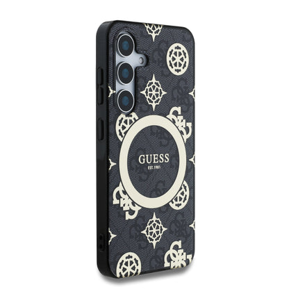 Case Guess Peony Logo Clásico Samsung S25 Negro | Estilo y Protección de Lujo