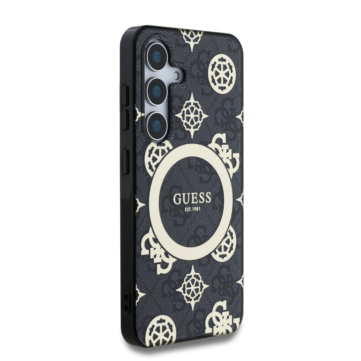 Funda Guess Peony Logo Clásico Samsung S25 Negro