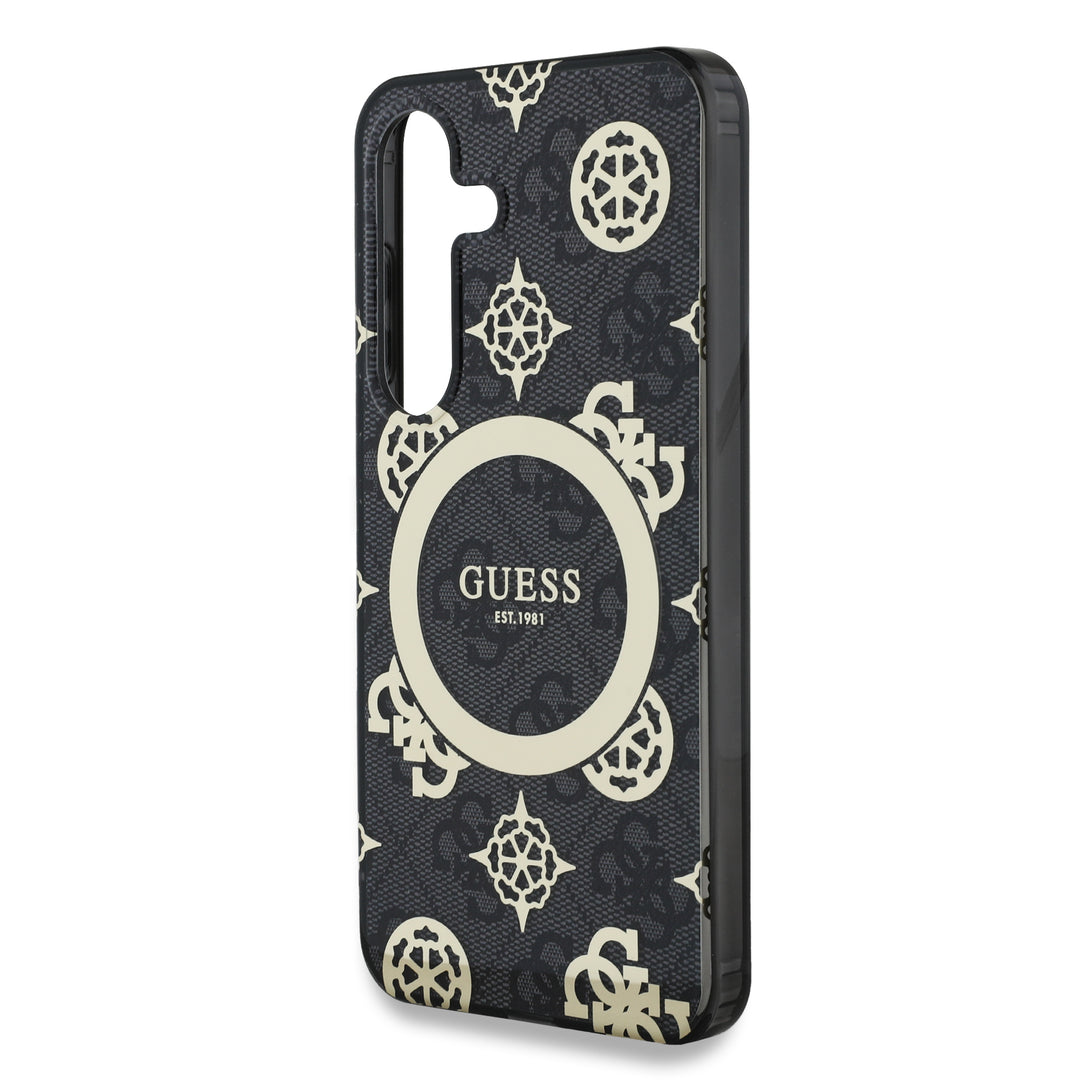 Funda Guess Peony Logo Clásico Samsung S25 Negro