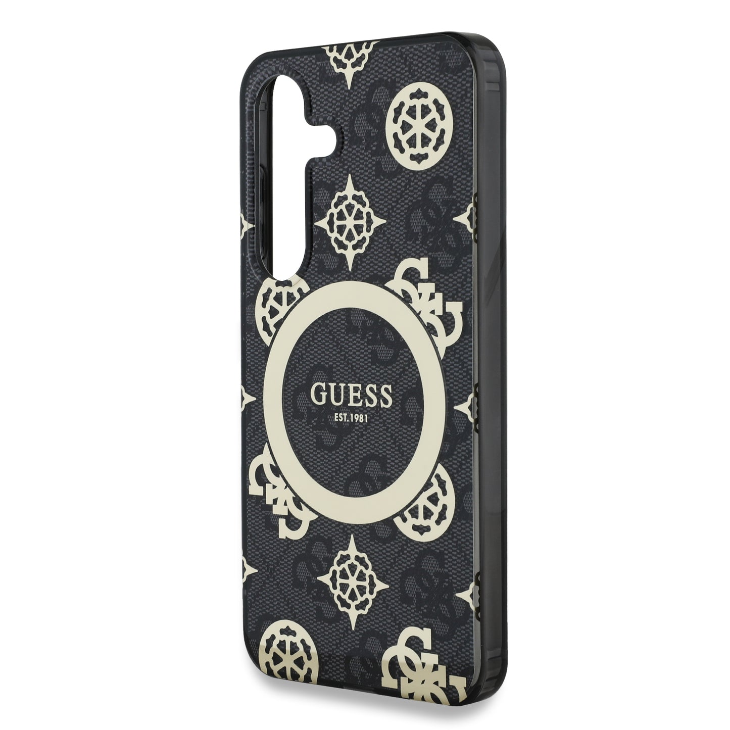 Case Guess Peony Logo Clásico Samsung S25 Negro | Estilo y Protección de Lujo