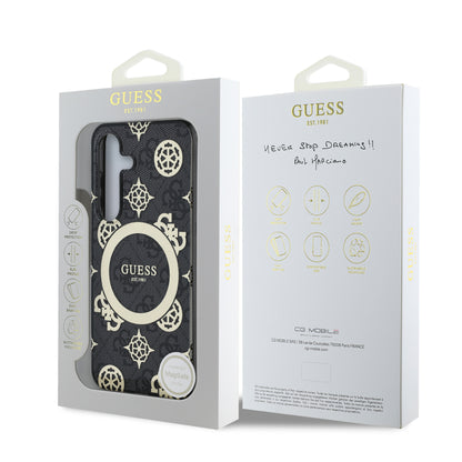 Case Guess Peony Logo Clásico Samsung S25 Negro | Estilo y Protección de Lujo