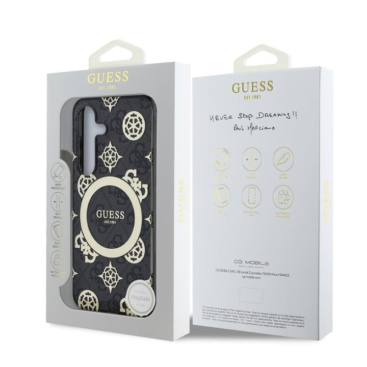 Funda Guess Peony Logo Clásico Samsung S25 Negro