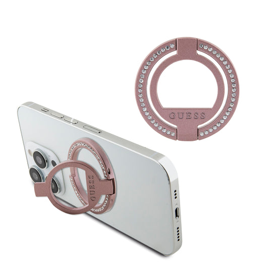Soporte Guess MGSF Con Diamantes Rosa – Accesorio Elegante para iPhone
