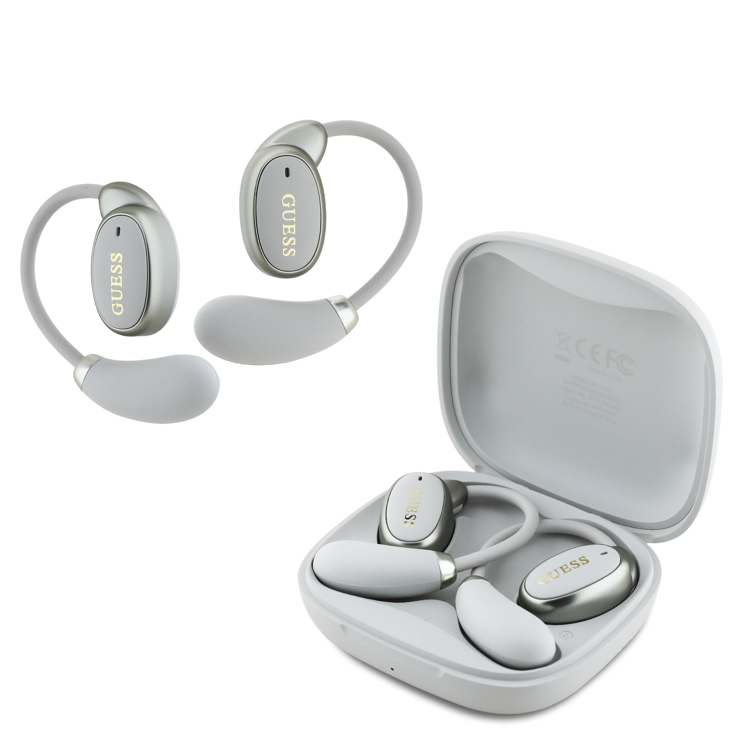 Auriculares Guess OWS Inalámbricos Beige | Logo Clásico y Sonido Premium