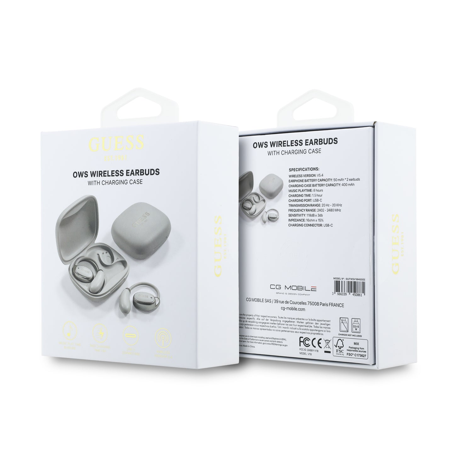 Auriculares Guess OWS Inalámbricos Beige | Logo Clásico y Sonido Premium