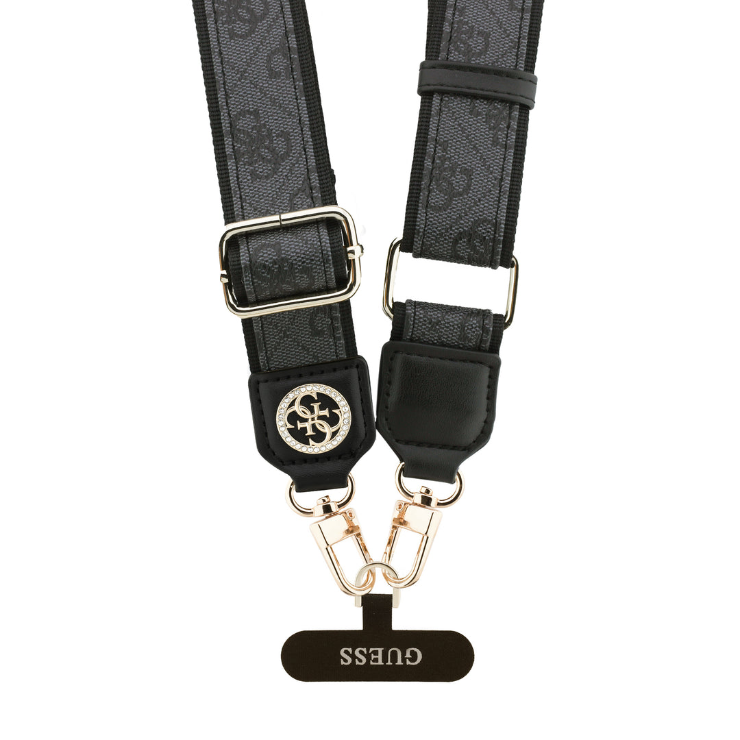 Correa Universal Guess para Celular con Parche y Logotipo 4G Strass Metal Negro