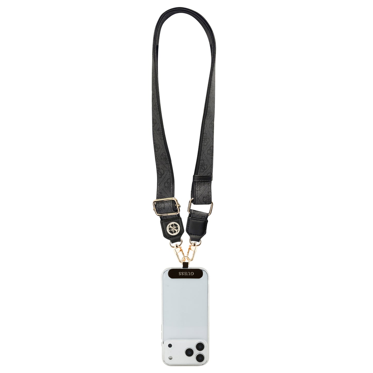 Correa Universal Guess para Celular con Parche y Logotipo 4G Strass Metal | Strap de Lujo Negro