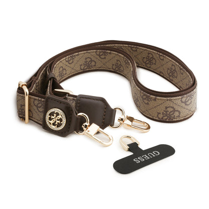 Correa Universal Guess para Celular de Piel Café con Cristales Strass y Logo 4G | Strap de Lujo