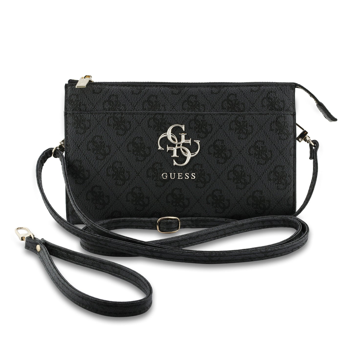 Bolsa para Celular Guess Negra con Logotipo 4G | Phone Pouch de Lujo con Correa Ajustable