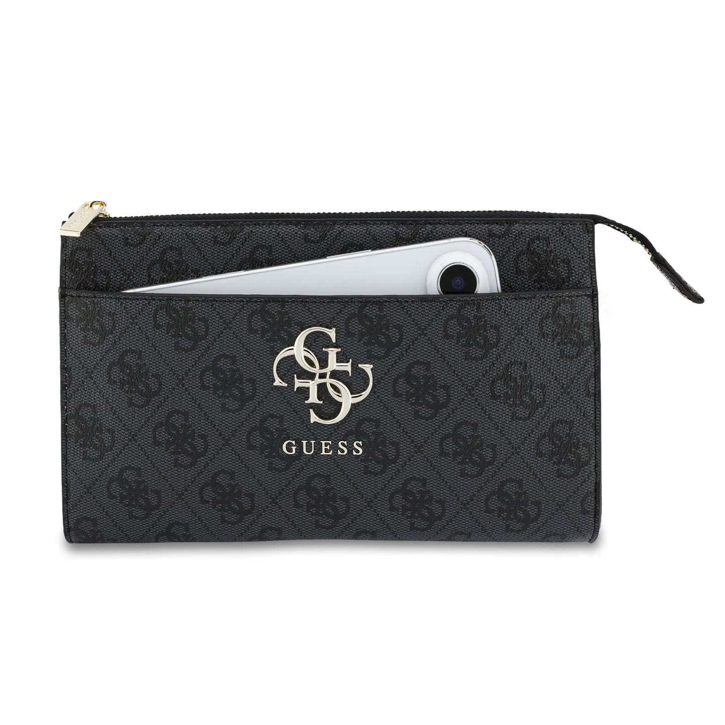 Bolsa para Celular Guess Negra con Logotipo 4G | Phone Pouch de Lujo con Correa Ajustable