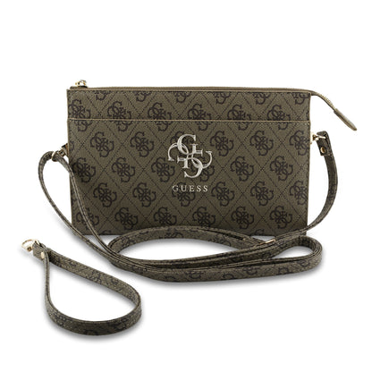 Bolsa para Celular Guess 4G Café con Logotipo Grande | Phone Pouch de Lujo con Correa