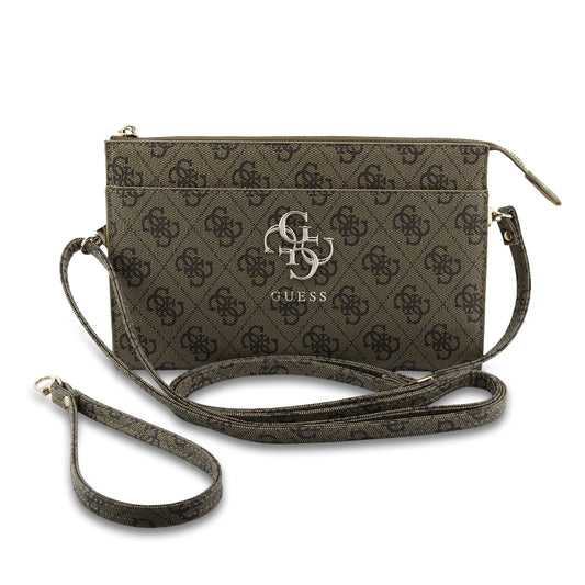 Bolsa para Celular Guess 4G Café con Logotipo Grande | Phone Pouch de Lujo con Correa