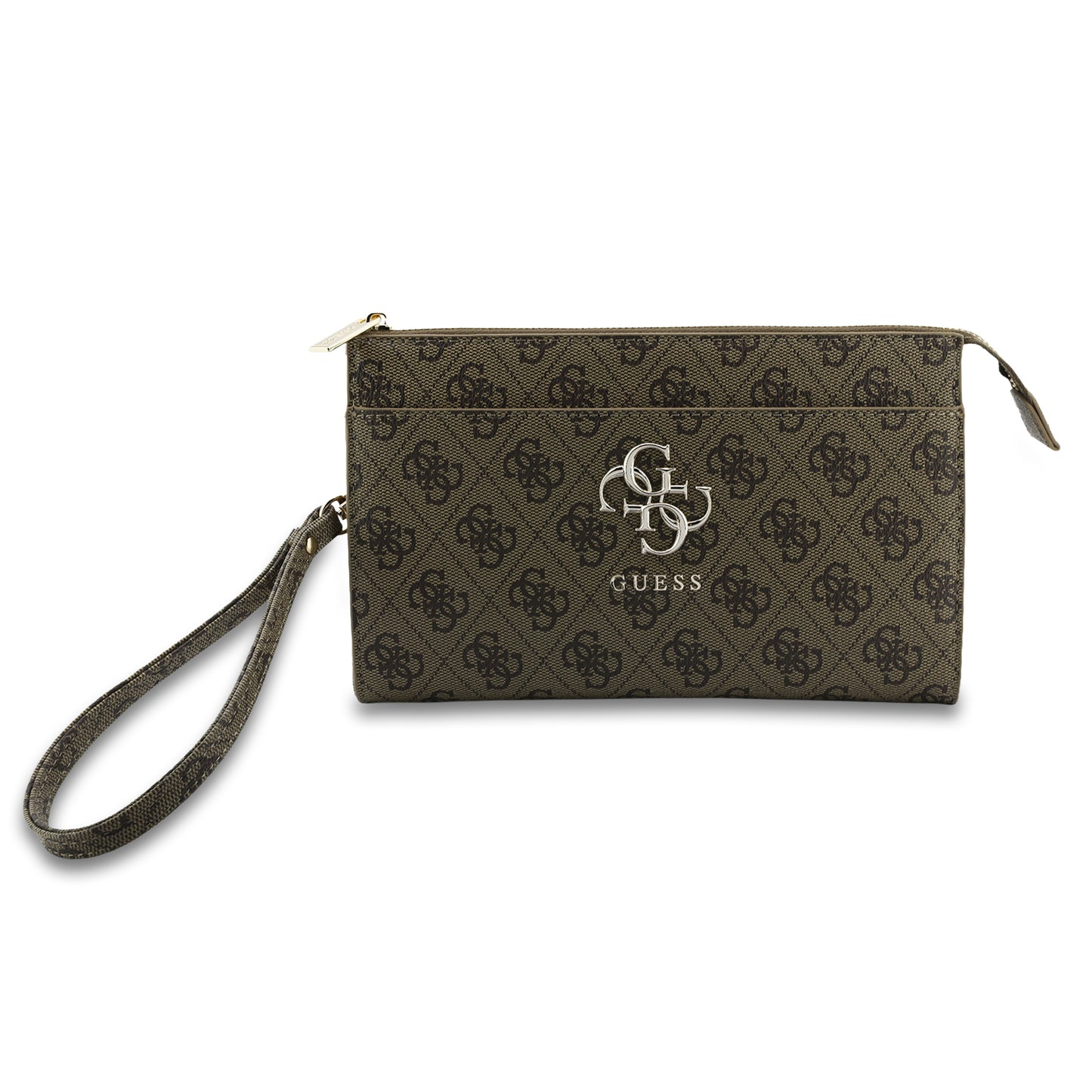 Bolsa para Celular Guess 4G Café con Logotipo Grande | Phone Pouch de Lujo con Correa