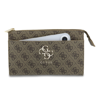 Bolsa para Celular Guess 4G Café con Logotipo Grande | Phone Pouch de Lujo con Correa