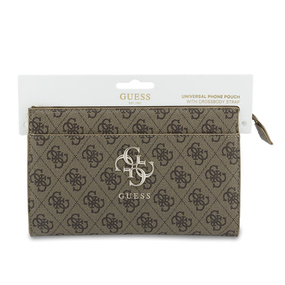 Bolsa para Celular Guess 4G Café con Logotipo Grande | Phone Pouch de Lujo con Correa