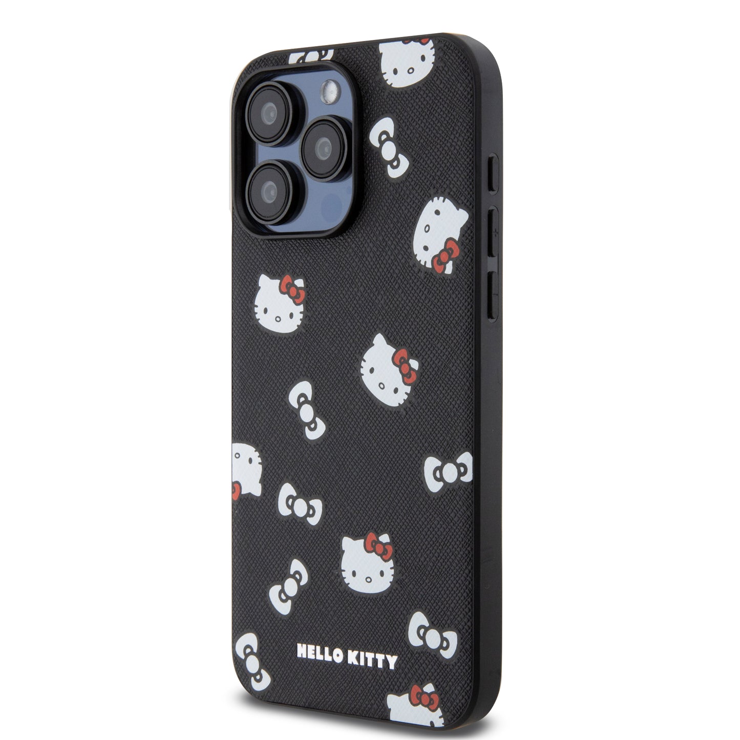 Case Hello Kitty Caras con Correa para iPhone 15 Pro Max - Diseño Negro y Exclusivo