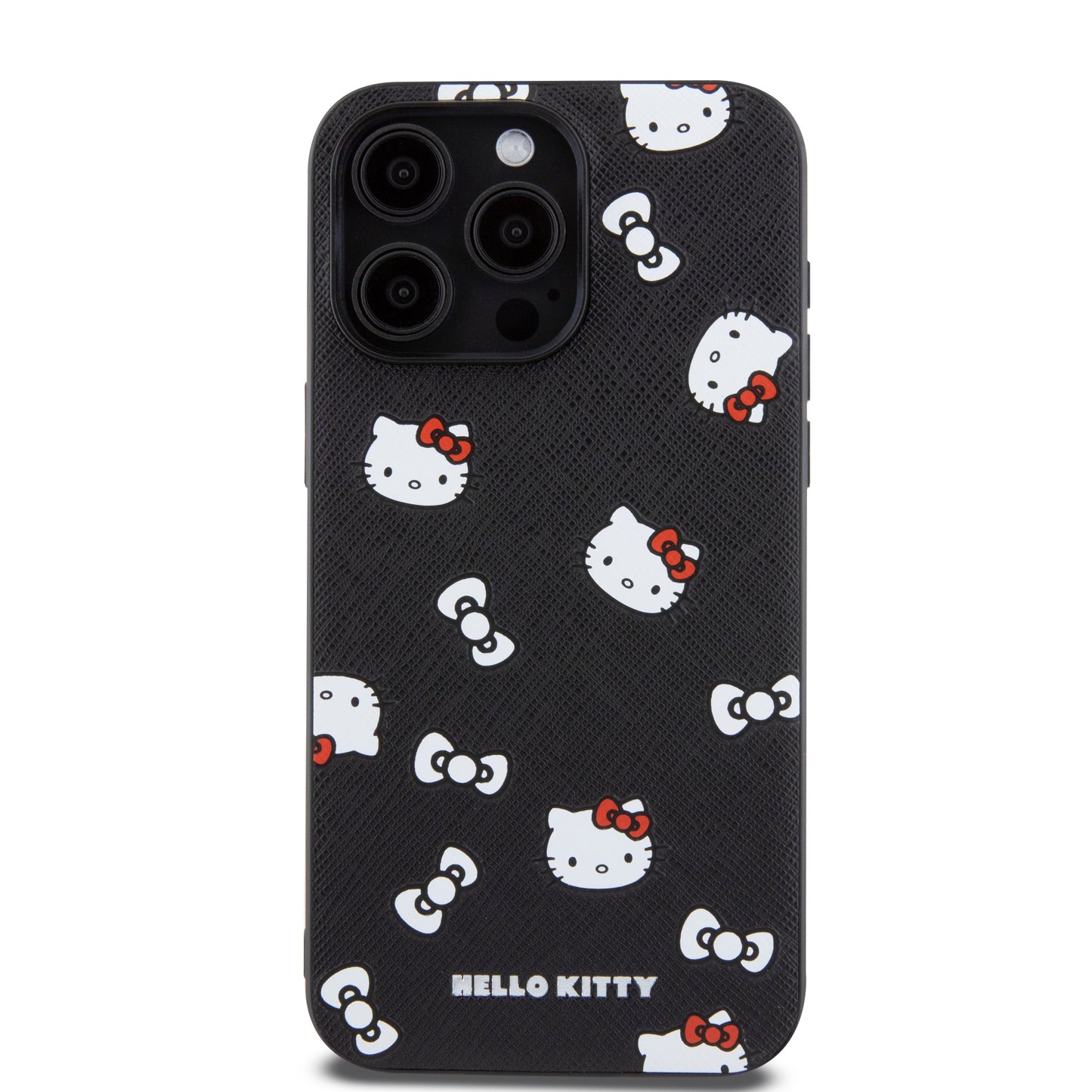 Case Hello Kitty Caras con Correa para iPhone 15 Pro Max - Diseño Negro y Exclusivo