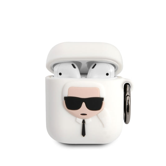 Case Karl Silicon AirPods 1/2 Blanco | Estilo Minimalista y Protección Premium