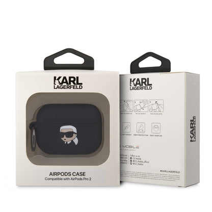 Case Karl Lagerfeld 3D Cara Negro para AirPods Pro – Estilo y Protección Premium