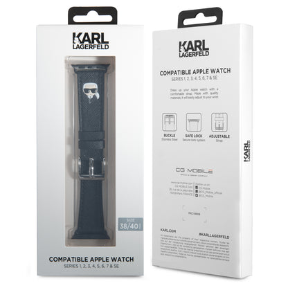 Correa Karl Safiano para Apple Watch 38/40 mm Negra – Correa de Lujo de Cuero