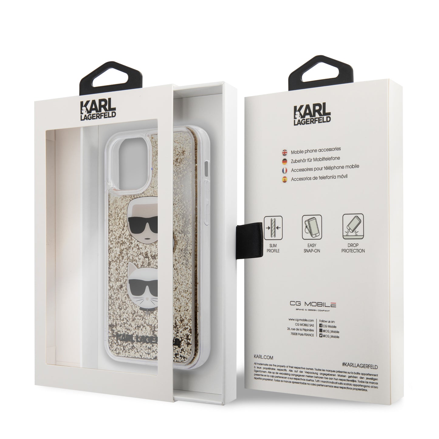 Case Karl Brillos Líquidos K&C para iPhone 12/12 Pro | Funda de Lujo Karl Lagerfeld