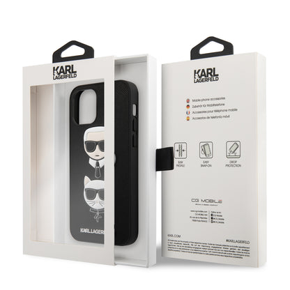 Case Karl Safiano Cara K&C para iPhone 12/12 Pro - Funda de Lujo Negra con Diseño Exclusivo