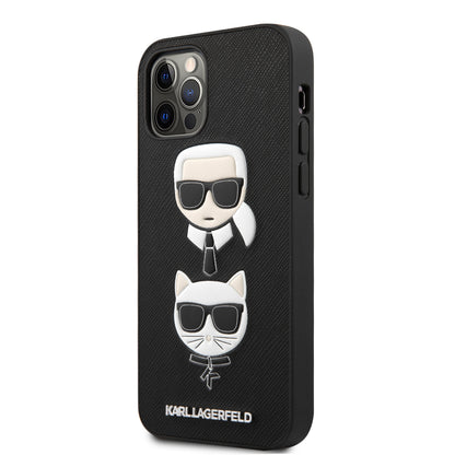 Case Karl Safiano Cara K&C para iPhone 12/12 Pro - Funda de Lujo Negra con Diseño Exclusivo