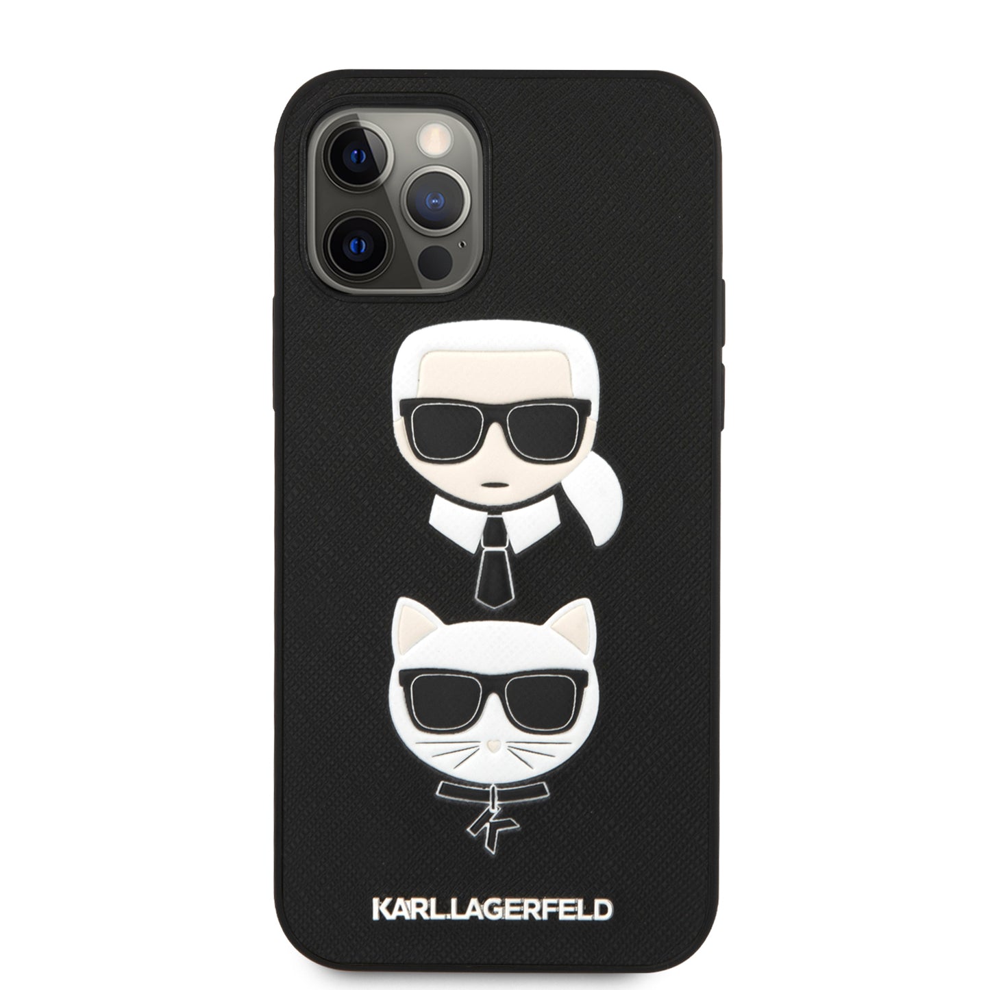 Case Karl Safiano Cara K&C para iPhone 12/12 Pro - Funda de Lujo Negra con Diseño Exclusivo