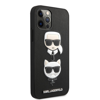 Case Karl Safiano Cara K&C para iPhone 12/12 Pro - Funda de Lujo Negra con Diseño Exclusivo