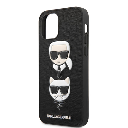 Case Karl Safiano Cara K&C para iPhone 12/12 Pro - Funda de Lujo Negra con Diseño Exclusivo