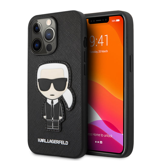 Case Karl Lagerfeld Safiano con Parche para iPhone 13 Pro Negra | Elegancia y Protección Premium