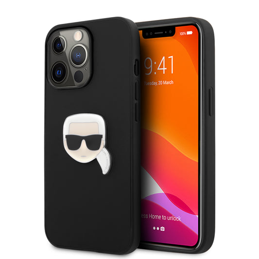 Case Karl PU Logo Metálico iPhone 13 Pro Negro | Estilo y Protección