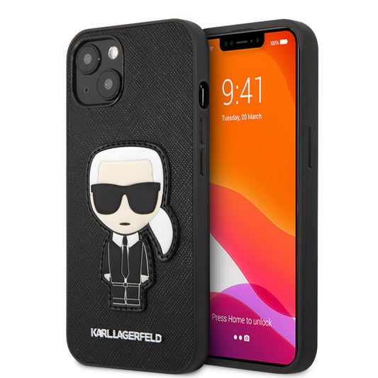 Case Karl Lagerfeld Safiano con Parche para iPhone 13 Negra | Estilo y Protección Premium