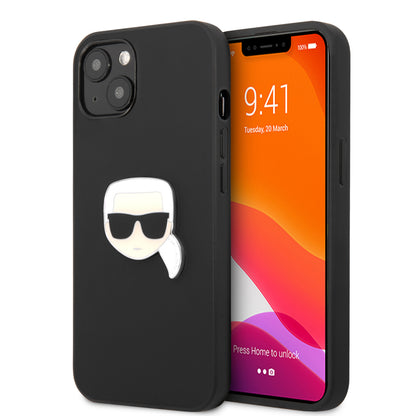 Case Karl PU Logo Metálico iPhone 13 Negro | Estilo y Protección