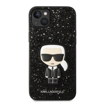 Case Karl Brillantina Logo Metálico iPhone 14 Plus Negro | Elegancia y Estilo