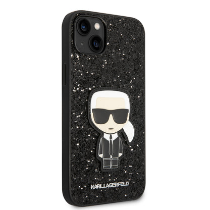 Case Karl Brillantina Logo Metálico iPhone 14 Plus Negro | Elegancia y Estilo