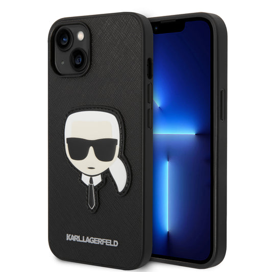 Funda Karl Lagerfeld Safiano Cara Karl para iPhone 14 - Negra