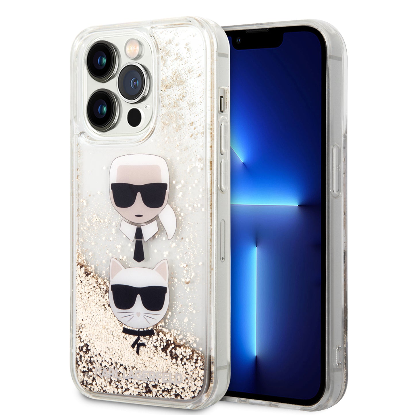 Case Karl Glitter Líquido CK&C para iPhone 14 Pro Max – Funda Dorada de Lujo