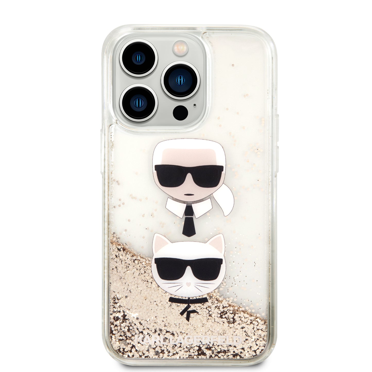 Case Karl Glitter Líquido CK&C para iPhone 14 Pro Max – Funda Dorada de Lujo