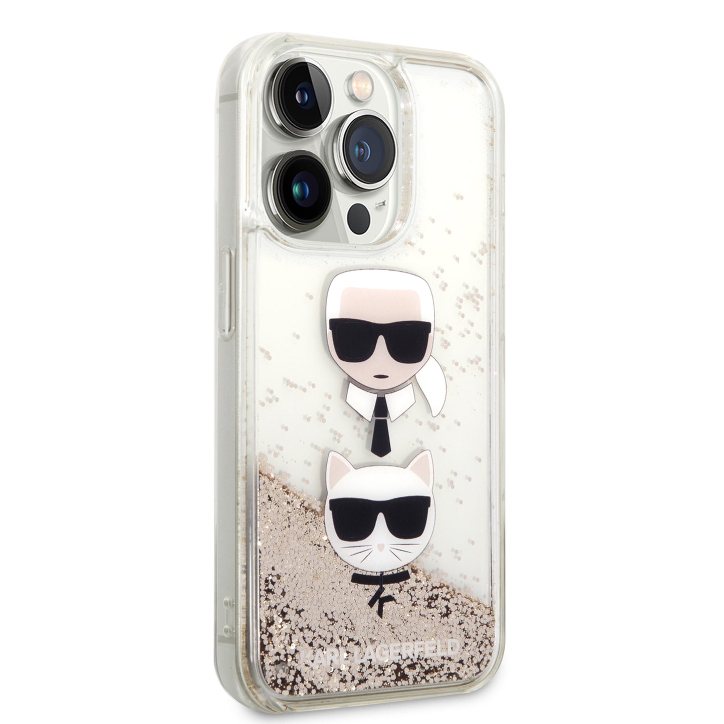 Case Karl Glitter Líquido CK&C para iPhone 14 Pro Max – Funda Dorada de Lujo