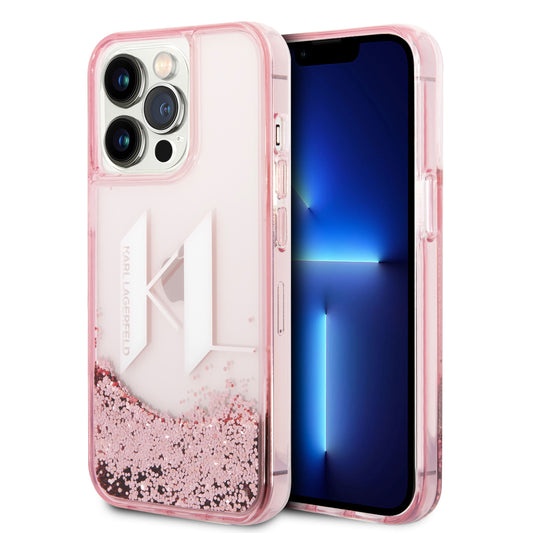 Funda Karl Lagerfeld Iniciales con Brillos Líquidos para iPhone 14 Pro – Rosa Glam
